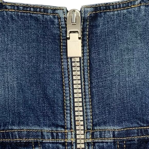 Authentic GIVENCHY Denim Short Midi Sleeveless Dress Frill Skirt 36 - Picture 6 of 10